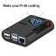 Raspberry Pi 4 Case สีดำ มีช่องสำหรับสาย GPIO ช่องสำหรับสายกล้อง มีปุ่มกันลื่น พร้อมพัดลม และ Heat Sink 4 ชิ้น