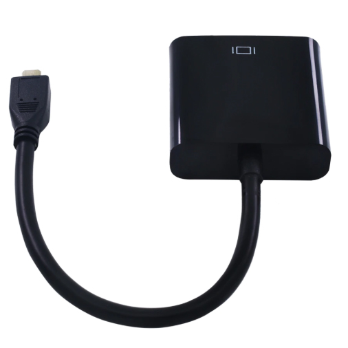 สาย Micro HDMI TO VGA Adapter Cable HDMI Digital To Analog Audio Converter Male To Female Display port For Projector PC (สีดำ)