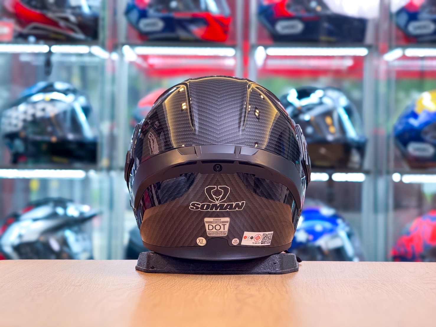 หมวกกันน็อค Soman รุ่น 955s ลายเคฟล่า คาร์บอน (แบบยกคาง)