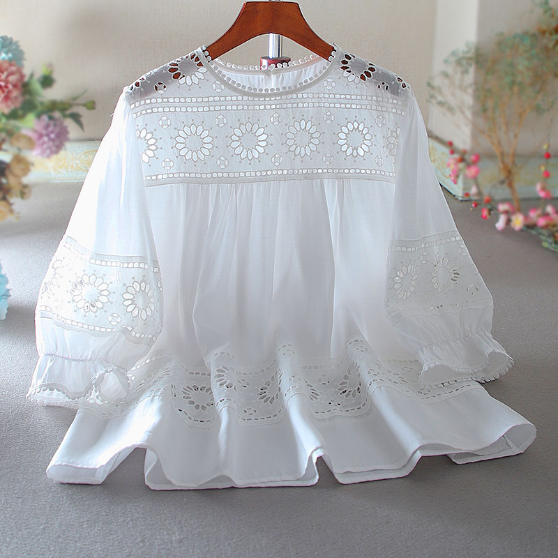 เสื้อลินิน เสื้อผ้าฝ้ายลินิน เสื้อเชิ้ตผ้าลินิน ปักลายสวยๆด้วยด้าย สไตล์VINTAGE