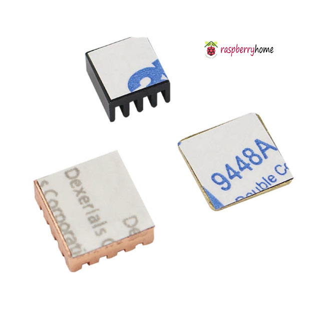 ซิงค์ระบายความร้อน Raspberry Pi 3 Model B, B+ Heat Sink 1 Aluminum + 2 Copper with Logo Cooling Pad จำนวน 3 ชิ้น