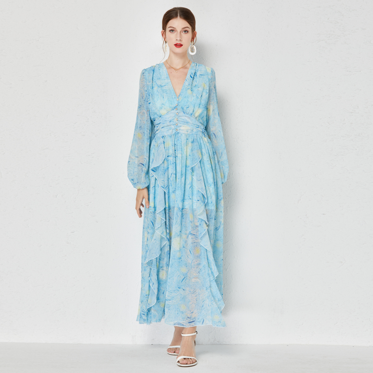ชุดเดรสยาวสวยๆ ชุดเดรสยาวใส่สบาย ใส่ทำงาน มีขนาดS M L XL 2XL