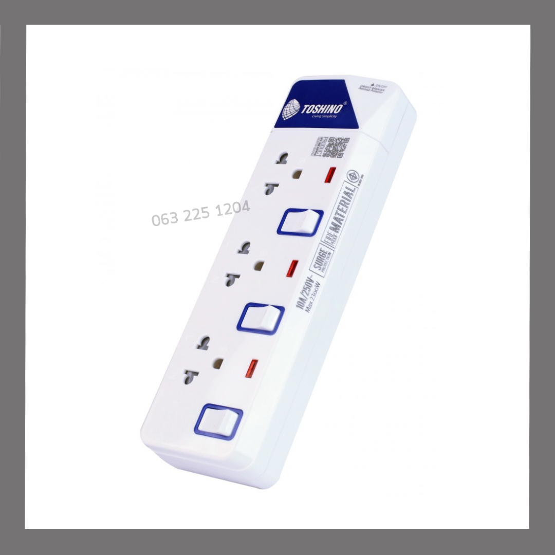 รางปลั๊กไฟ Toshino 3ช่อง3สวิตซ์ ยาว5เมตร ET-9135M
