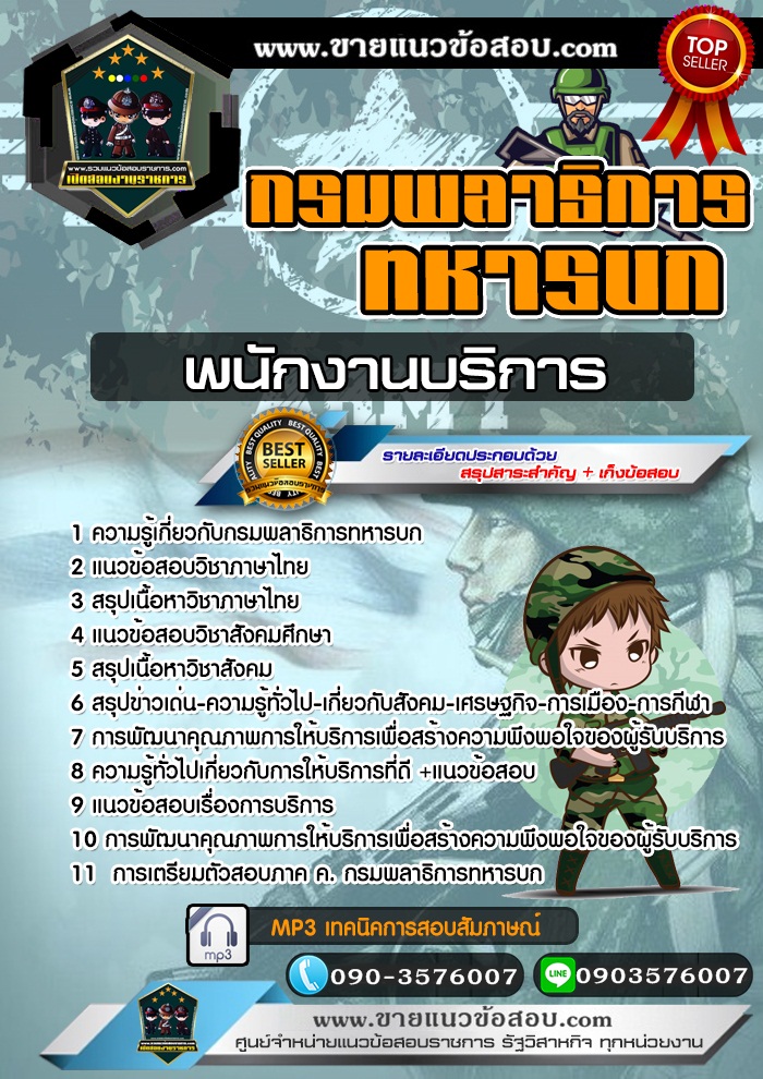 สรุปแนวข้อสอบพนักงานบริการ กรมพลาธิการทหารบก (ใหม่)