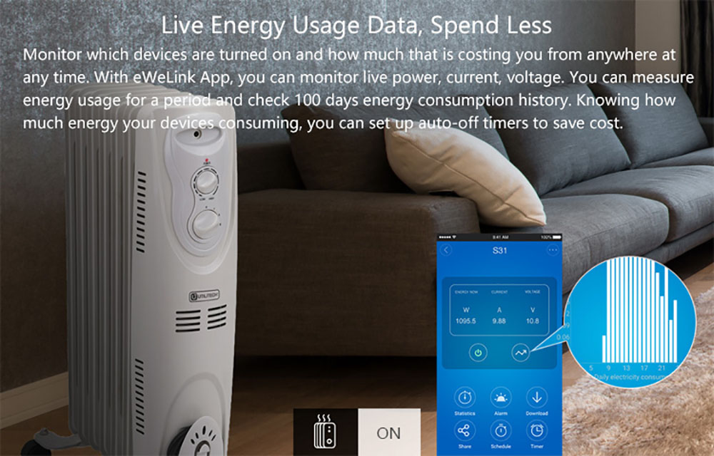 สมาร์ทปลั๊กมาตรฐาน US ไร้สาย Sonoff S31 Smart Wifi Socket 16A- สั่งผ่านมือถือ WiFi Wireless Smart Switch for Smart Home (วัดพลังงานไฟฟ้าที่ใช้งานได้)