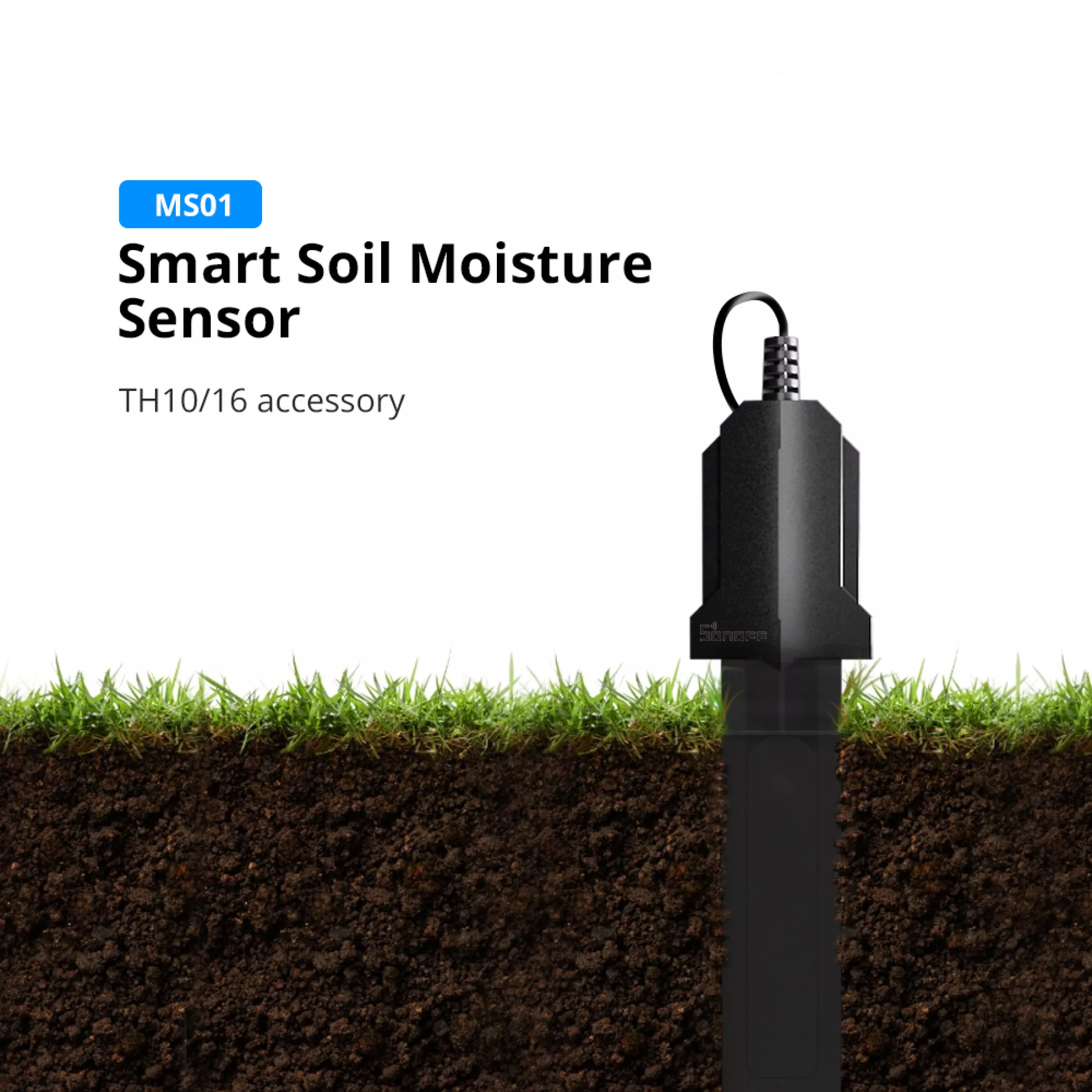 SONOFF MS01 เซ็นเซอร์ตรวจสอบความชื้นในดินอัจฉริยะสำหรับรดน้ำสวนทำงานกับ SONOFF TH10/TH16 ระบบรดน้ำ DIY