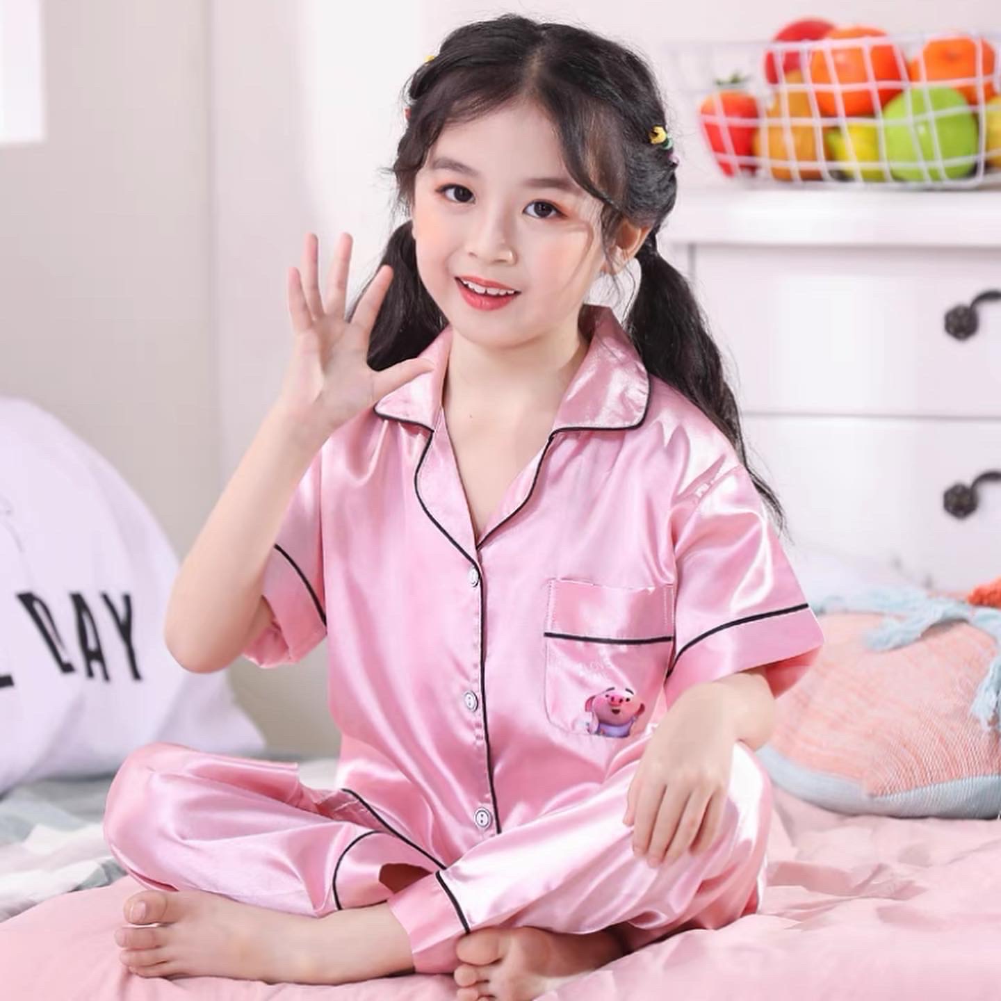 ชุดนอนเด็กซาตินแขนสั้น-ยาว พรีออเดอร์