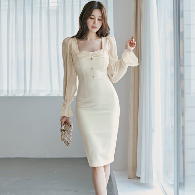 ชุดเดรสยาวสวยๆ สไตล์เกาหลี มีขนาด S M L XL สนใจทักแชท