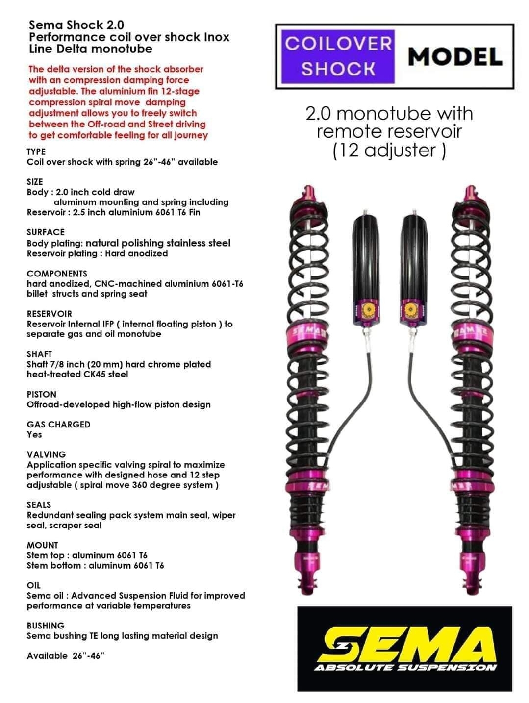 COIL OVER SHOCK 40-44 นิ้ว SUPPERIOER 12 STEEP