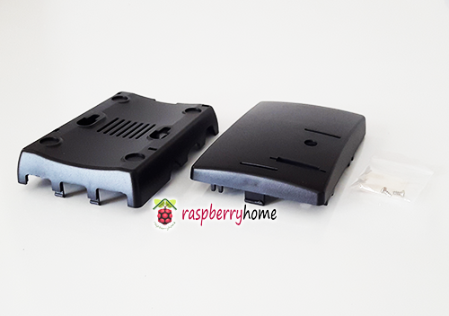 Raspberry Pi 3 Case สีดำ มีปุ่มกันลื่น มีช่องสอดสาย GPIO มีที่ติดยึดกล้องภายในตัวเรือน