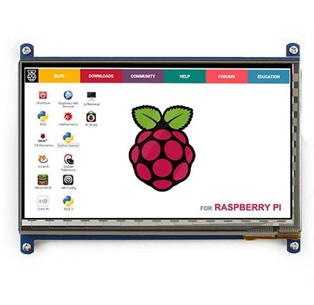 จอภาพระบบสัมผัส 7 นิ้ว 800x480 Capacitive LCD Display with Touch Screen Monitor for Raspberry Pi 3 B, B+ Pi 4 B ภาพสวย สีสด