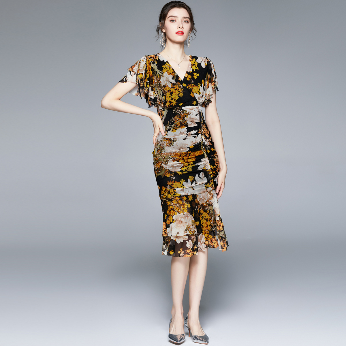 ชุดเดรสยาวสวยๆ ชุดเดรสยาวใส่สบาย ใส่ทำงาน มีขนาดS M L XL 2XL