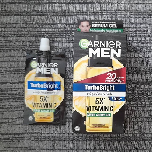 การ์นิเย่ เมน เทอร์โบ ไบรท์ ซูเปอร์ เซรั่ม เจล Garnier Men Turbo Brght Super Serum Gel 7ml x 6