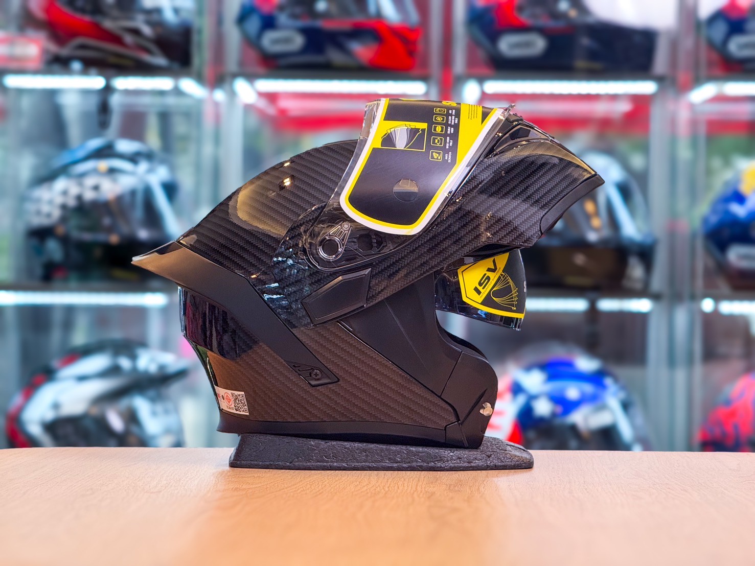 หมวกกันน็อค Soman รุ่น 955s ลายเคฟล่า คาร์บอน (แบบยกคาง)