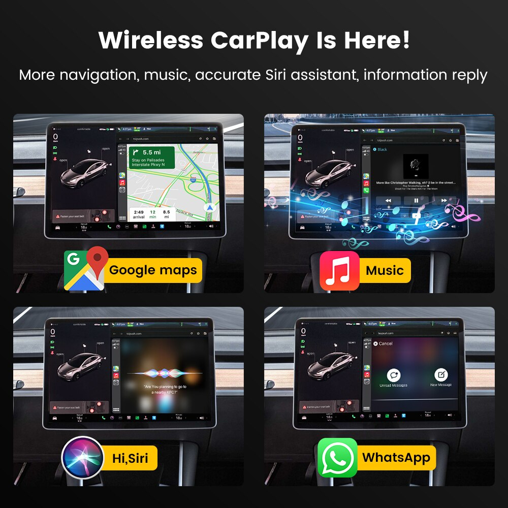 พร้อมส่งจาก กทม Carlinkit T2C กล่อง CarPlay Ai ไร้สาย สําหรับ Tesla Model 3 X Y S