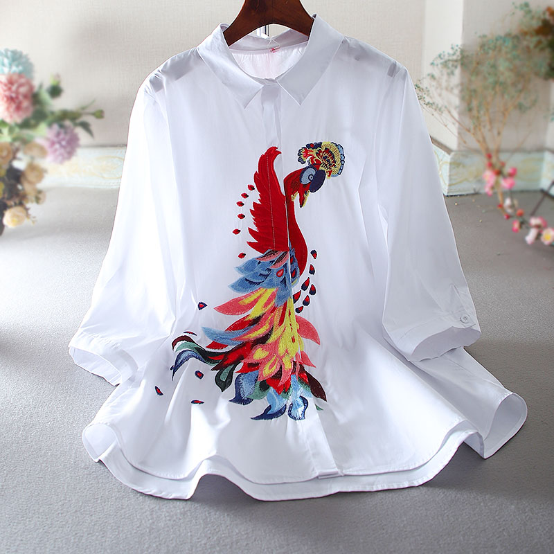 เสื้อลินิน เสื้อผ้าฝ้ายลินิน เสื้อเชิ้ตผ้าลินิน ปักลายสวยๆด้วยด้าย สไตล์VINTAGE