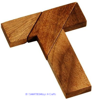 T Wooden Tangram หรือเกมส์แทนแกรมตัวที เกมส์ไม้ฝึกสมอง ของเล่นไม้