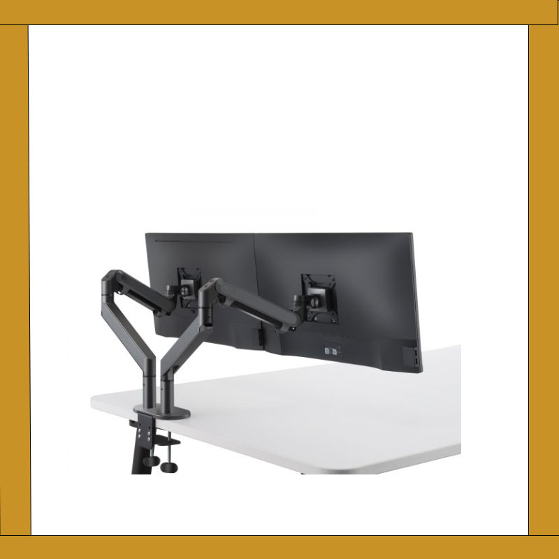 ขายึดจอคู่ปรับระดับสปริงก๊าซ Height Adjustable Dual Monitor