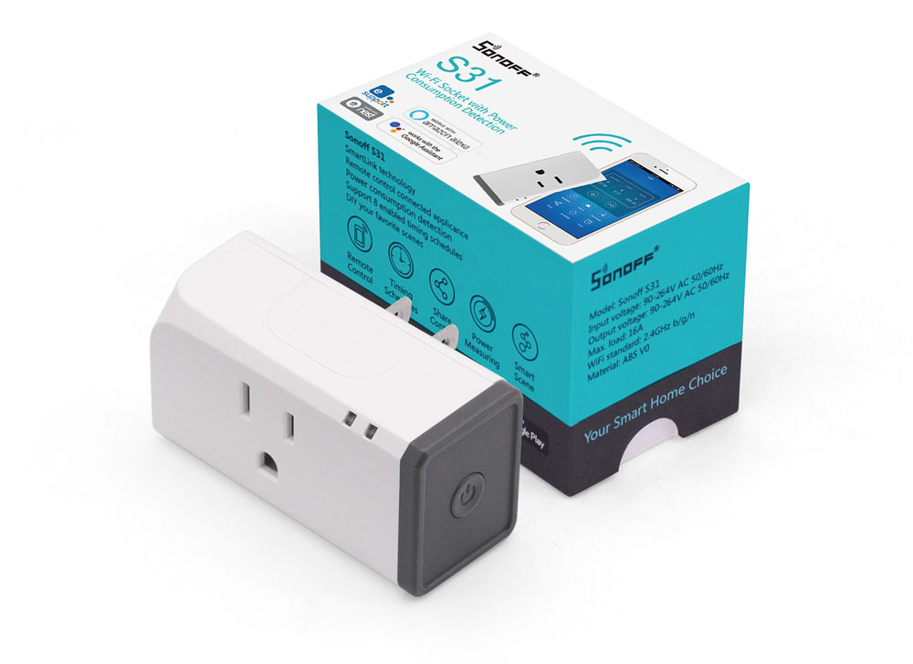 สมาร์ทปลั๊กมาตรฐาน US ไร้สาย Sonoff S31 Smart Wifi Socket 16A- สั่งผ่านมือถือ WiFi Wireless Smart Switch for Smart Home (วัดพลังงานไฟฟ้าที่ใช้งานได้)