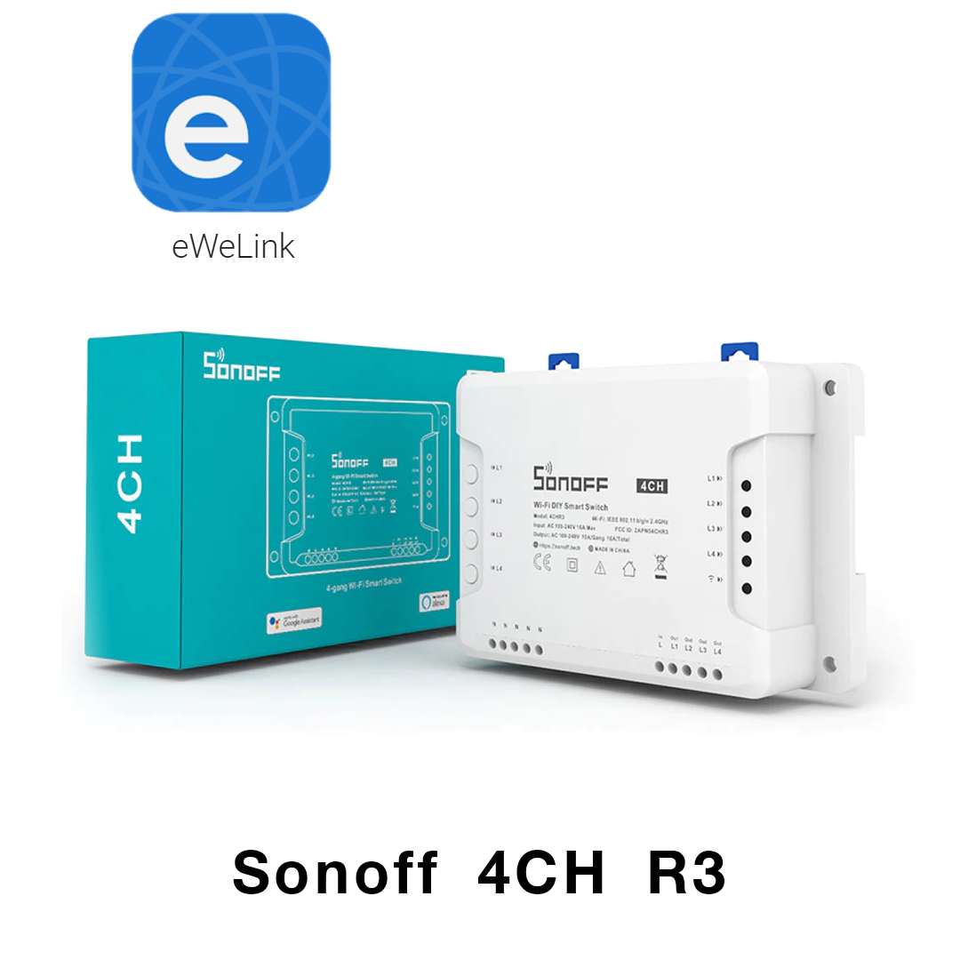 สมาร์ทสวิทช์ไร้สาย Sonoff 4 Ch R3 ควบคุมเครื่องใช้ไฟฟ้า 4 ช่อง - สั่งผ่านมือถือ eWelink app WiFi Wireless Smart Switch