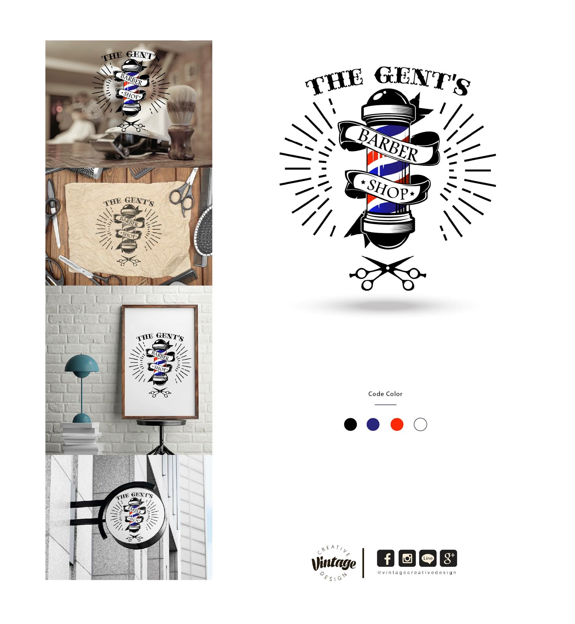 ออกแบบโลโก้ The Gent's Barber Shop ร้านตัดผม