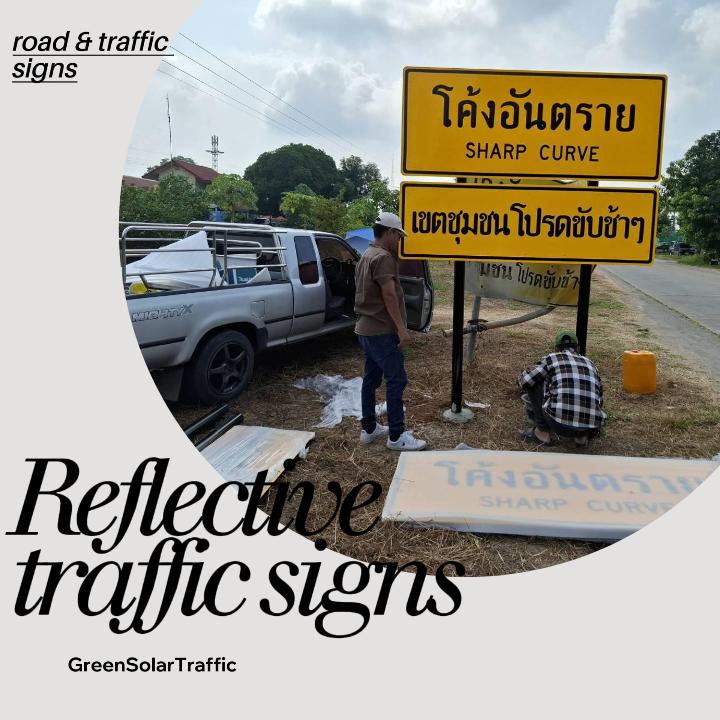 ป้ายจราจรสะท้อนแสง ผลงานการติดตั้ง