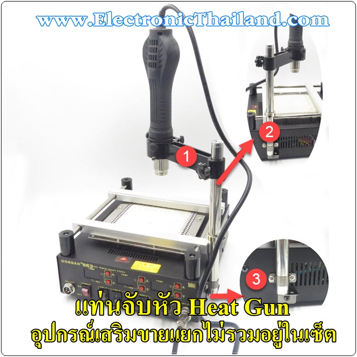 Gordak 863 BGA rework station 3 in1 Heat Gun Soldering Station (แถมหัวเป่า 7 ชิ้น)