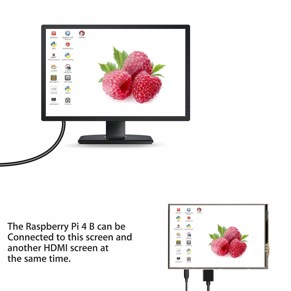 จอภาพระบบสัมผัส 3.5 นิ้ว 480x320 จุด Raspberry Pi LCD TFT Touch Screen Display สำหรับ Raspberry pi 4 B พร้อมปากกา Stylus และ Case สีดำ