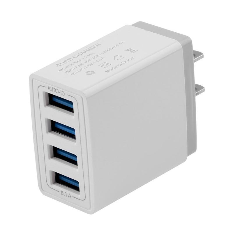 อะแด๊ปเตอร์ 4 พอร์ท 5.1 A Universal 4 port USB charger adapter 5.1A travel charge US plug