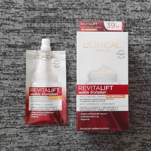 ลอรีอัล ปารีส รีไวทัลลิฟท์ มอยซ์เจอร์ไรซ์ซิ่ง ครีม เดย์ แอนไท-ริงเคิล + เรเดียนส์ Loreal Revitalift SPF35 Day 7มล x 6