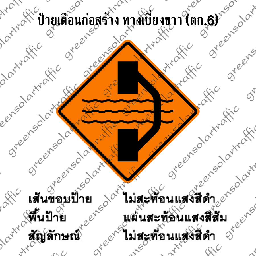 ป้ายเตือนก่อสร้าง ทางเบี่ยงขวา