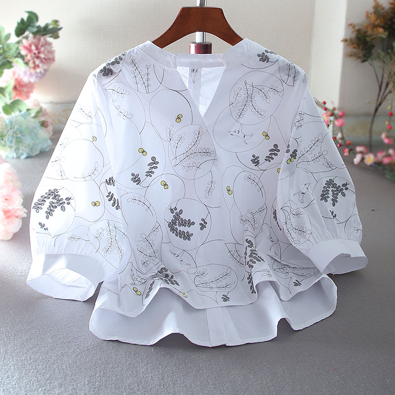 เสื้อลินิน เสื้อผ้าฝ้ายลินิน เสื้อเชิ้ตผ้าลินิน ปักลายสวยๆด้วยด้าย สไตล์VINTAGE