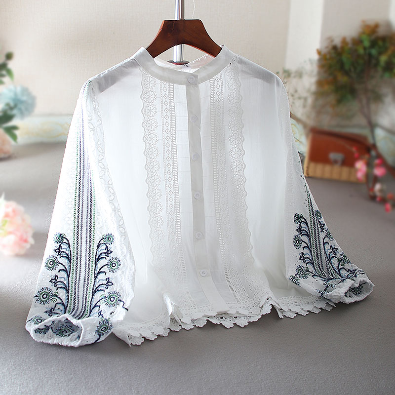 เสื้อลินิน เสื้อผ้าฝ้ายลินิน เสื้อเชิ้ตผ้าลินิน ปักลายสวยๆด้วยด้าย สไตล์VINTAGE