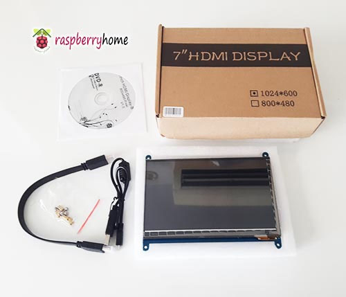 จอภาพระบบสัมผัส 7 นิ้ว 1024x600 IPS, Capacitive LCD Display with Touch Screen Monitor สำหรับ Raspberry Pi 3 และ Pi 4 ภาพสวย สีสด คมชัด