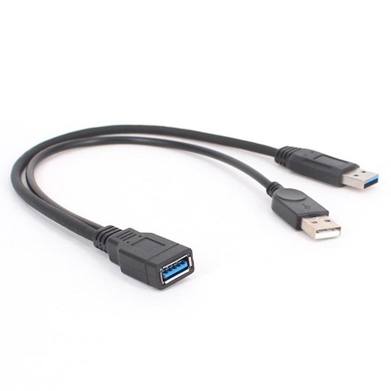 Y-Cable สายแยกหัว USB สำหรับต่อฮาร์ดดิสค์แบบ External กับ Raspberry Pi 3 & 4 ยาว 30 ซ.ม. USB 3.0 A Male To USB 3.0 A Female Y Cable Extension Cord Power Adapter