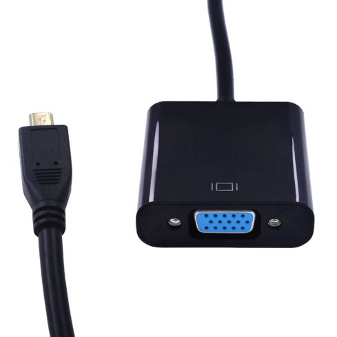 สาย Micro HDMI TO VGA Adapter Cable HDMI Digital To Analog Audio Converter Male To Female Display port For Projector PC (สีดำ)