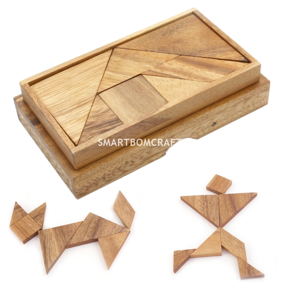 เกมส์แทนแกรมสี่เหลี่ยมผืนผ้า ของเล่นไม้เสริมพัฒนาการ ของเล่นไม้