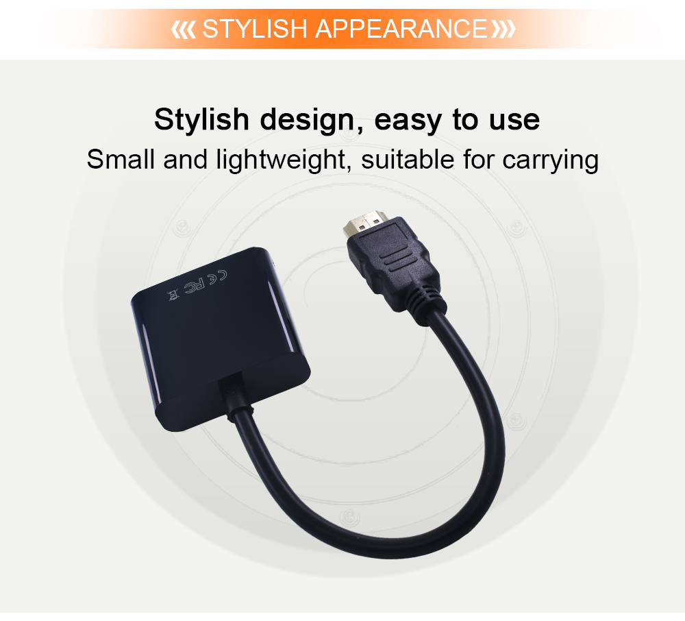 สาย HDMI to VGA Adapter Converter for HDMI Cable Support Full HD 1080P HDTV forHDMI to VGA (สีดำ)
