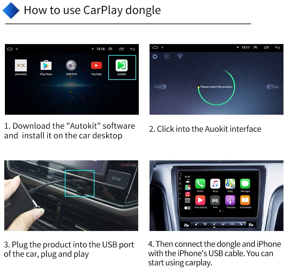Carlinkit android auto apple carplay dongle เชื่อมต่อกับจอAndroid ตั้งแต่ version5+