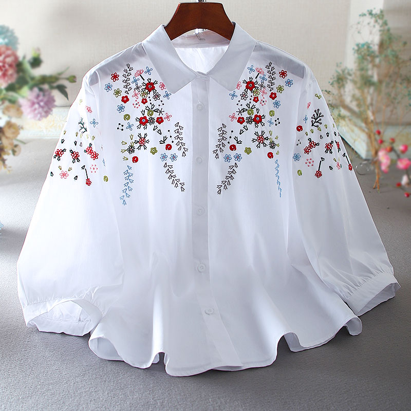 เสื้อลินิน เสื้อผ้าฝ้ายลินิน เสื้อเชิ้ตผ้าลินิน ปักลายสวยๆด้วยด้าย สไตล์VINTAGE