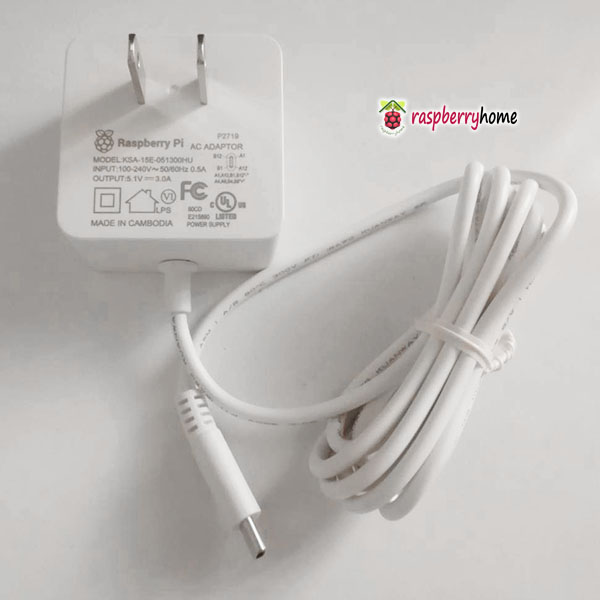 Official Raspberry Pi 4 Adapter 15W (5V/3A) PSU USB C US Plug-White ของแท้ 100%