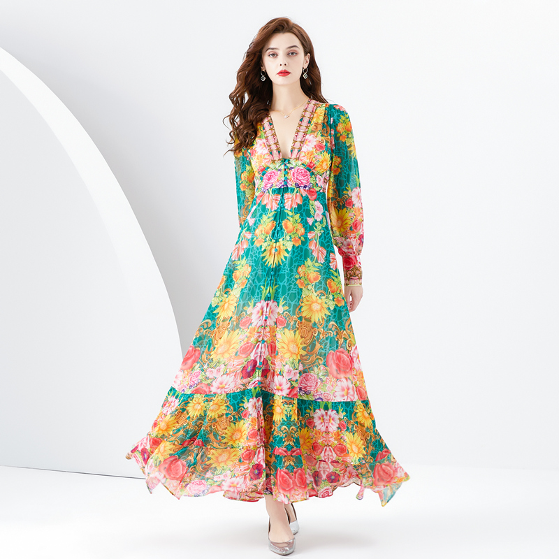 ชุดเดรสยาวสวยๆ ชุดเดรสยาวใส่สบาย ใส่ทำงาน มีขนาดS M L XL 2XL