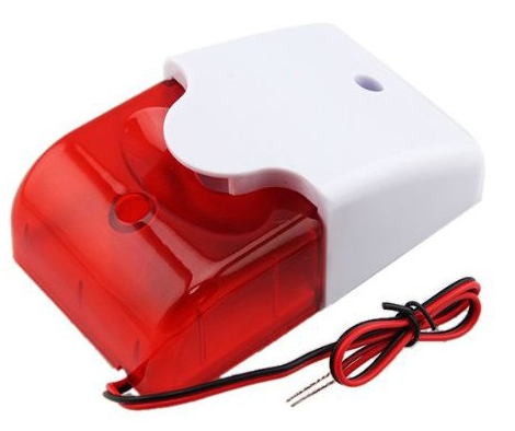 ไซเรนแบบมีไฟกระพริบ Mini Strobe Siren 220V Security Sound and Light Alarm Siren