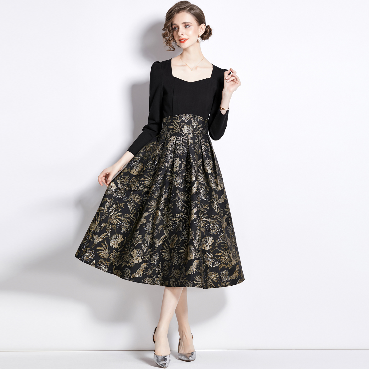 ชุดเดรสยาวสวยๆ ชุดเดรสยาวใส่สบาย ใส่ทำงาน มีขนาดS M L XL 2XL