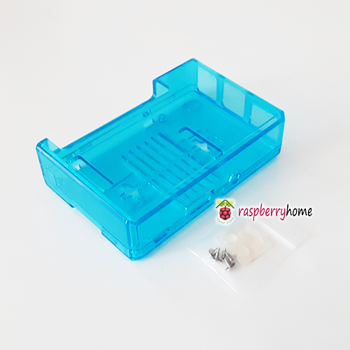 Raspberry Pi 3 Case Cover Shell Enclosure Box สีฟ้าครามโปร่งใส มีปุ่มกันลื่น มีช่อง GPIO