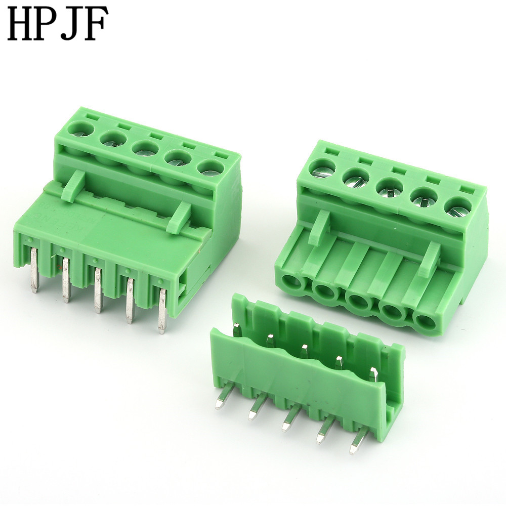 5 Pin Right Angle Line Terminal Plug Type 300V 15A 5.08mm Pitch Connector Pcb Screw Terminal Block