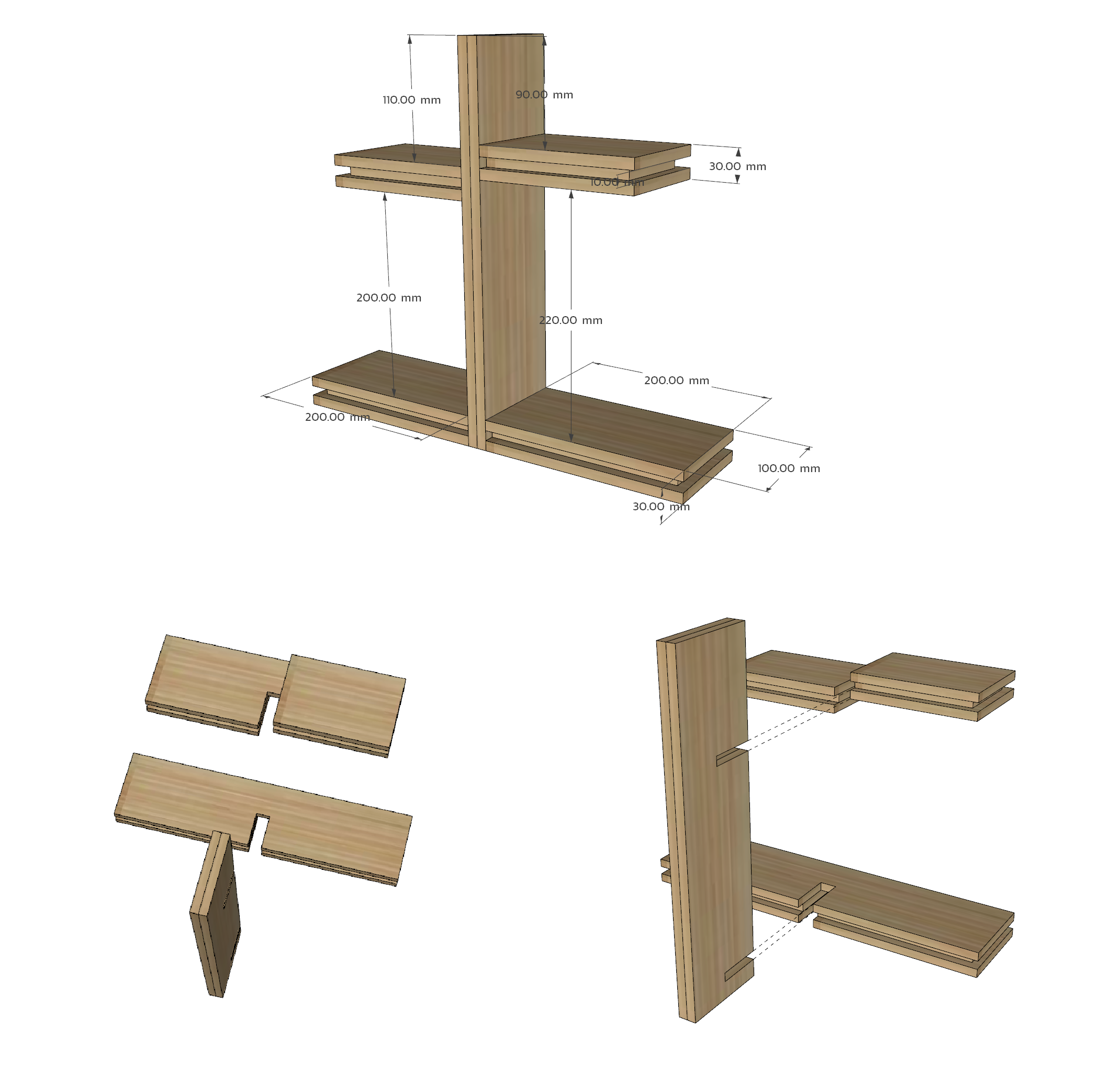 ชั้นวางของไม้สน