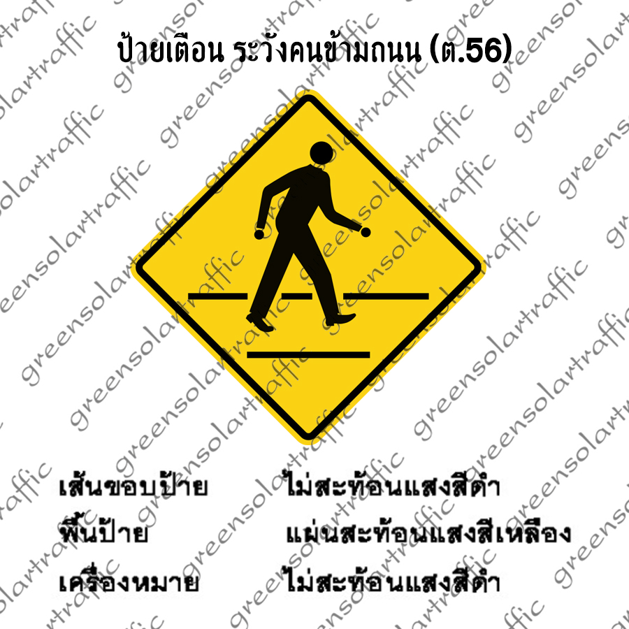 ป้ายเตือน ระวังคนข้ามถนน