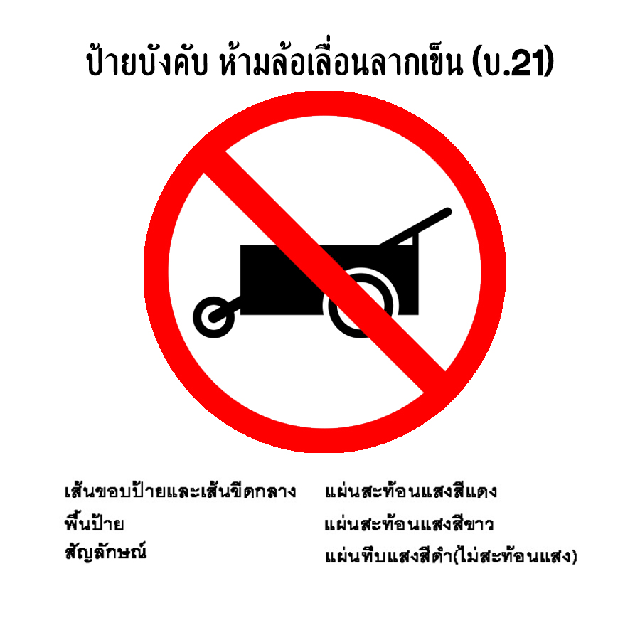 ป้ายบังคับ ห้ามล้อเลื่อนลากเข็น
