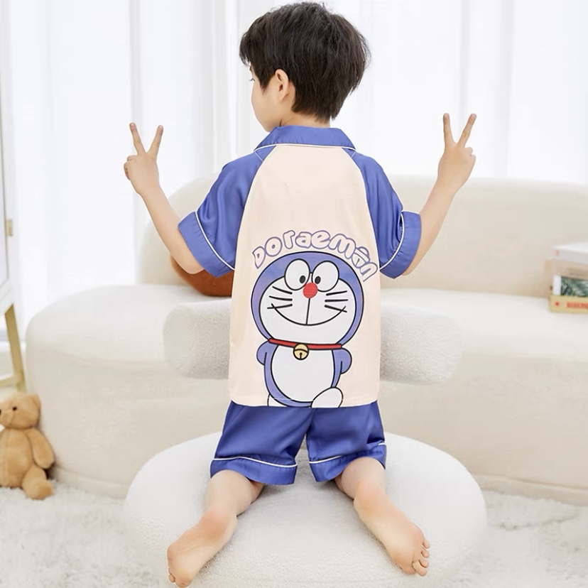 ชุดนอนผ้าซาติน แขนสั้น ขาสั้น แบบใไม่